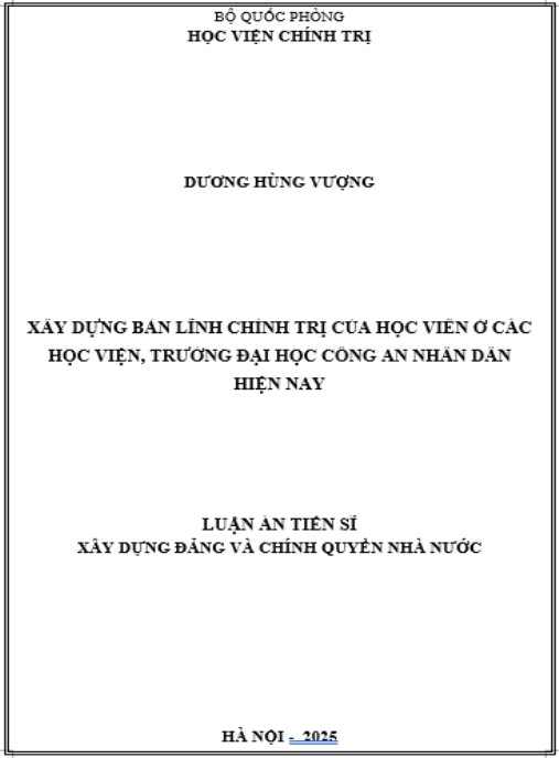 Luận án Xây dựng bản lĩnh chính trị của học viên ở các học viện, trường đại học Công an nhân dân hiện nay