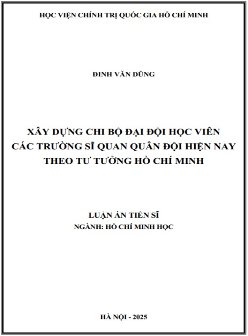 Luận án Xây dựng chi bộ đại học viên các trường Sĩ quan Quân đội hiện nay theo tư tưởng Hồ Chí Minh
