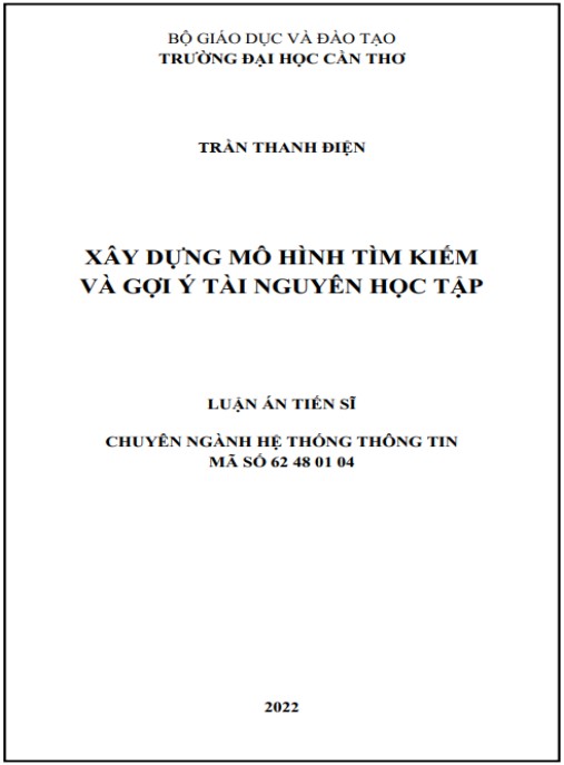 Luận án Xây dựng mô hình tìm kiếm và gợi ý tài nguyên học tập