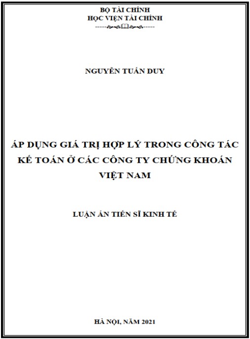 Luận án Áp dụng giá trị hợp lý trong công tác kế toán ở các công ty chứng khoán Việt Nam