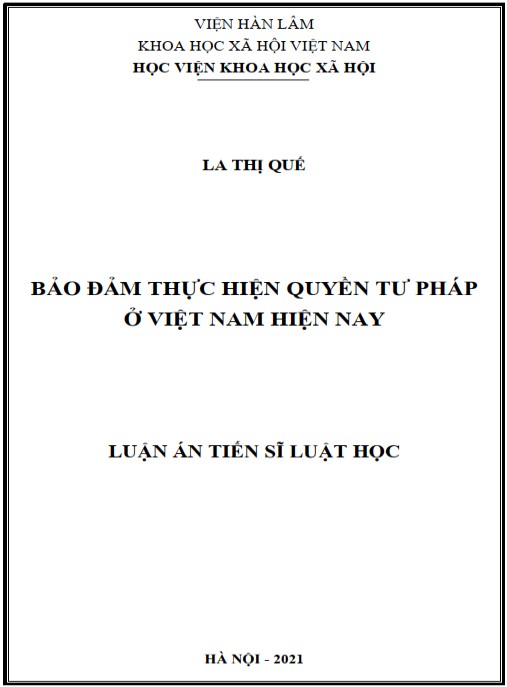 Luận án Bảo đảm thực hiện quyền tư pháp ở Việt Nam hiện nay