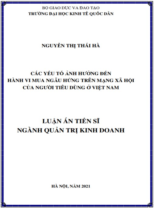 Luận án Các yếu tố ảnh hưởng đến hành vi mua ngẫu hứng trên mạng xã hội của người tiêu dùng ở Việt Nam