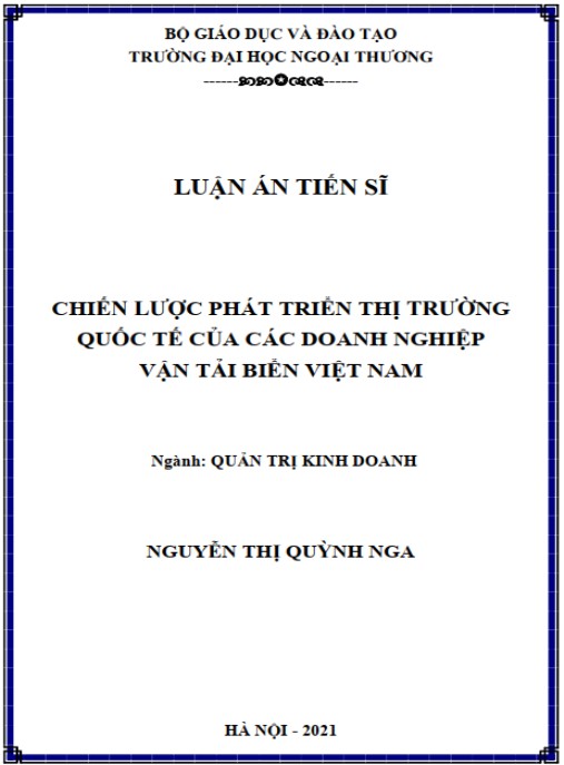 Luận án Chiến lược phát triển thị trường quốc tế của các doanh nghiệp vận tải biển Việt Nam