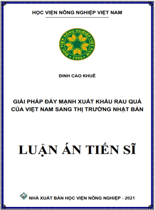 Luận án Giải pháp đẩy mạnh xuất khẩu rau quả sang thị trường Nhật Bản