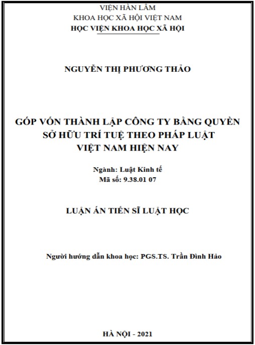 Luận án Góp vốn thành lập công ty bằng quyền sở hữu trí tuệ theo pháp luật Việt Nam hiện nay