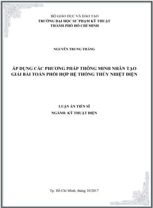 Luận án Áp dụng các phương pháp thông minh nhân tạo giải bài toán phối hợp hệ thống thủy nhiệt điện.