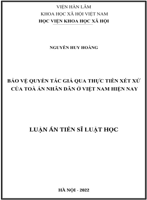 Luận án Bảo vệ quyền tác giả qua thực tiễn xét xử của tòa án nhân dân ở Việt Nam hiện nay