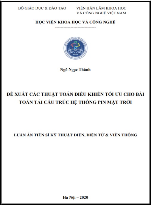 Luận án Đề xuất các thuật toán điều khiển tối ưu cho bài toán tái cấu trúc hệ thống pin mặt trời