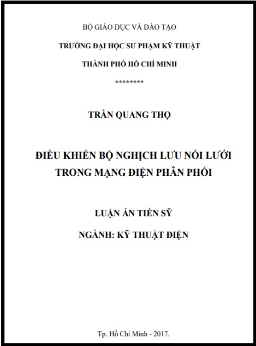 Luận án Điều khiển bộ nghịch lưu nối lưới trong mạng điện phân phối