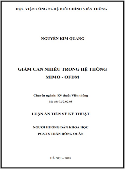 Luận án Giảm cán nhiễu trong hệ thóng mimo-ofdm
