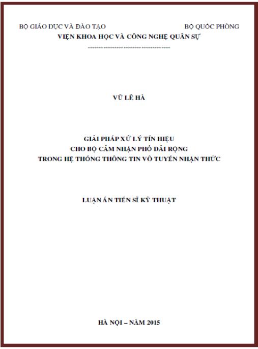 Luận án Giải pháp xử lý tín hiệu cho bộ cảm nhận phổ dải rộng trong hệ thống thông tin vô tuyến nhận thức