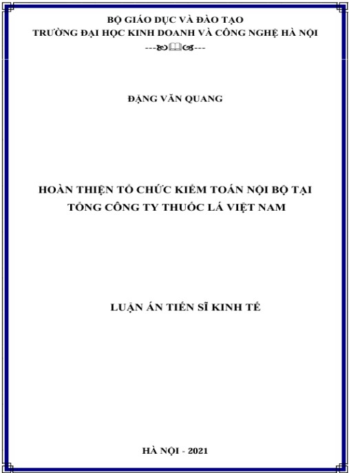 Luận án Hoàn thiện tổ chức kiểm toán nội bộ tại Tổng công ty Thuốc lá Việt Nam