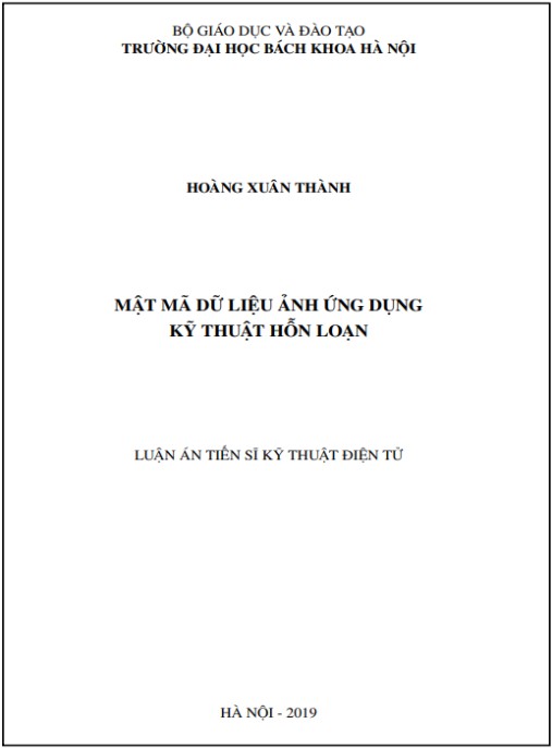Luận án Mật mã dữ liệu ảnh ứng dụng kỹ thuật hỗn loạn.