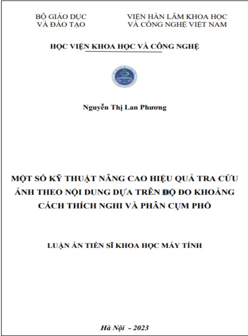 Luận án Một số kỹ thuật nâng cao hiệu quả tra cứu ảnh theo nội dung dựa trên độ đo khoảng cách thích nghi và phân cụm phổ