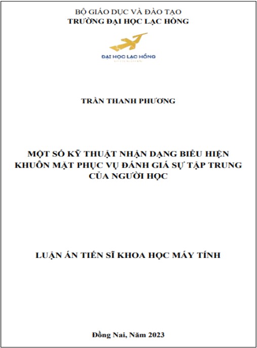 Luận án Một số kỹ thuật nhận dạng biểu hiện khuôn mặt phục vụ đánh giá sự tập trung của người học