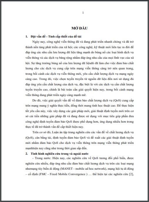 Luận án Nghiên cứu các giải pháp đảm bảo chất lượng mạng sử dụng kỹ thuật định tuyến
