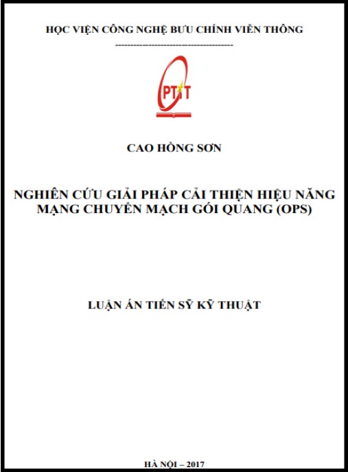Luận án Nghiên cứu giải pháp cải thiện hiệu năng mạng chuyển mạch gói quang (OPS)
