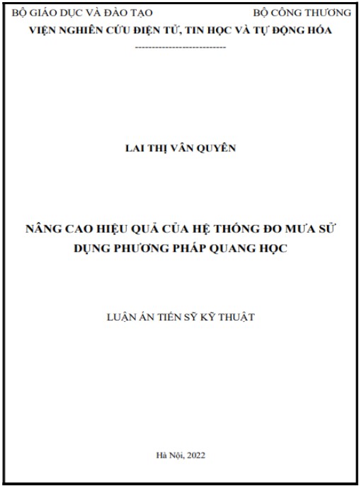 Luận án Nâng cao hiệu quả của hệ thống đo mưa sử dụng phương pháp quang học