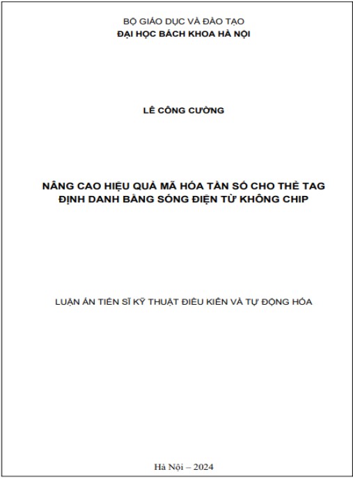 Luận án Nâng cao hiệu quả mã hóa tần số cho thẻ tag định danh bằng sóng điện từ không chip