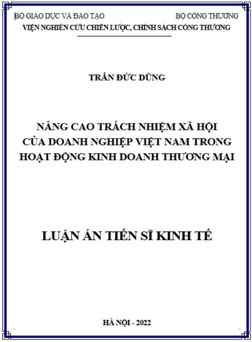 Luận án Nâng cao trách nhiệm xã hội của doanh nghiệp Việt Nam trong hoạt động kinh doanh thương mại
