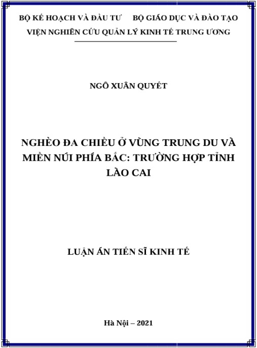 Luận án Nghèo đa chiều ở vùng Trung du và miền núi phía Bắc: trường hợp tỉnh Lào Cai