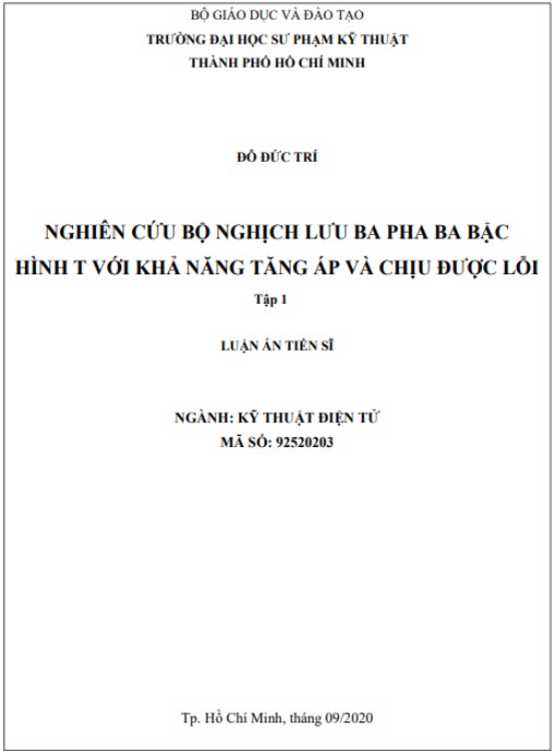 Luận án Nghiên cứu bộ nghịch lưu ba pha ba bậc hình T với khả năng tăng áp và chịu được lỗi
