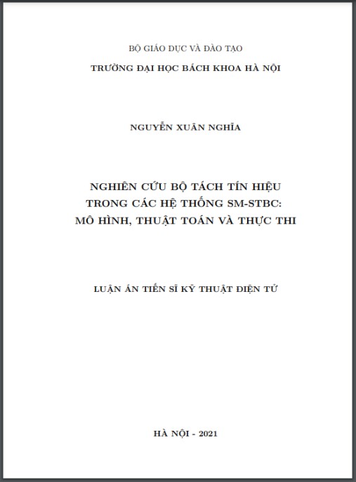 Luận án Nghiên cứu bộ tách tín hiệu trong các hệ thống SM-STBC: mô hình, thuật toán và thực thi.