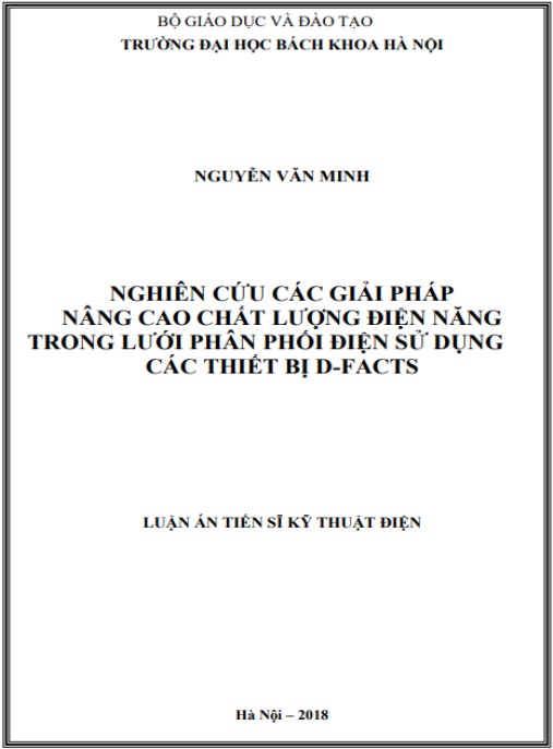 Luận án Nghiên cứu các giải pháp nâng cao chất lượng điện năng trong lưới phân phối điện sử dụng các thiết bị D-FACTS