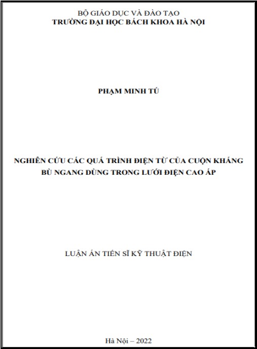 Luận án Nghiên cứu các quá trình điện từ của cuộn kháng bù ngang dùng trong lưới điện cao áp