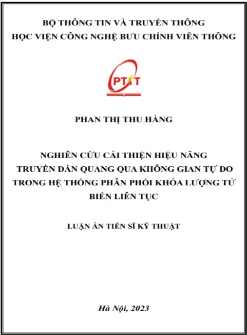 Luận án Nghiên cứu cải thiện hiệu năng truyền dẫn quang qua không gian tự do trong hệ thống phân phối khóa lượng tử biến liên tục