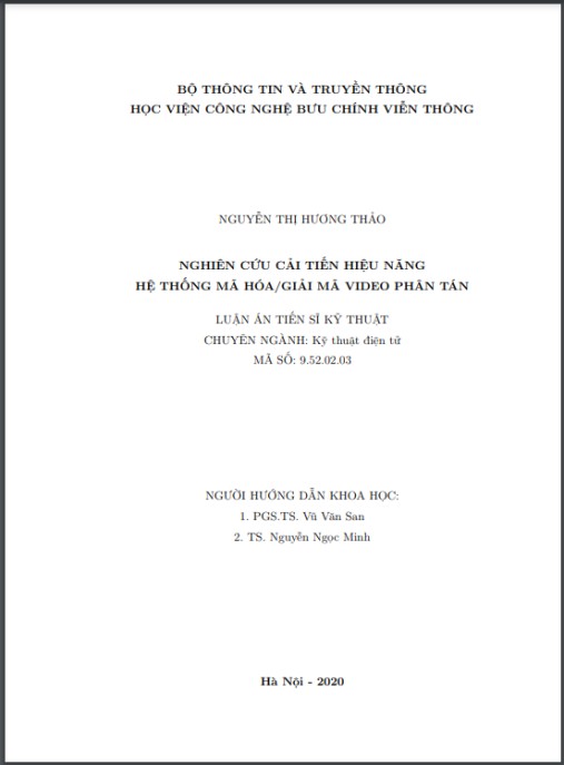Luận án Nghiên cứu cải tiến hiệu năng hệ thống mã hóa /giải mã video phân tán