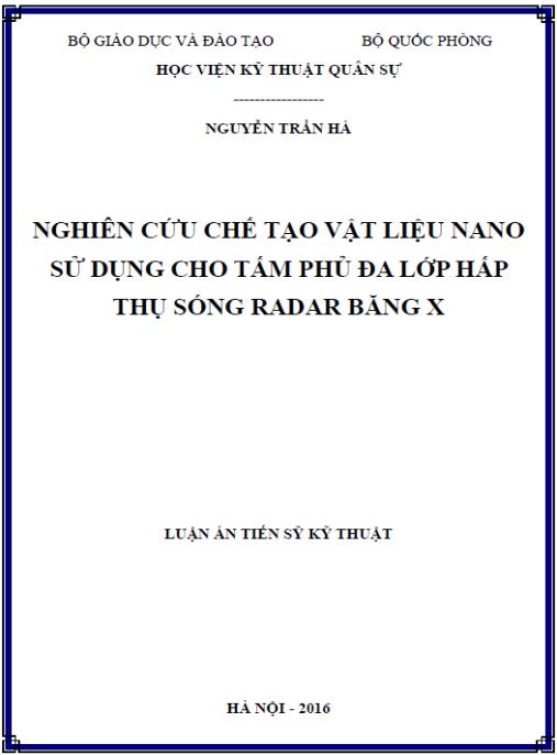 Luận án Nghiên cứu chế tạo vật liệu nano sử dụng cho tấm phủ đa lớp hấp thụ sóng radar băng X.