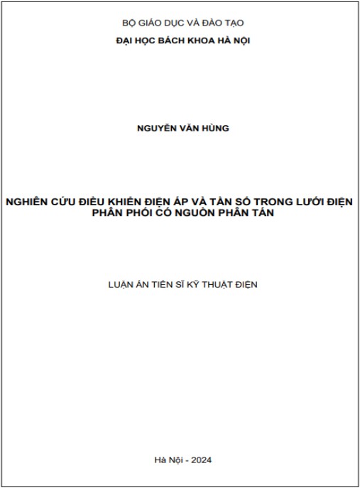 Luận án Nghiên cứu điều khiển điện áp và tần số trong lưới điện phân phối có nguồn phân tán