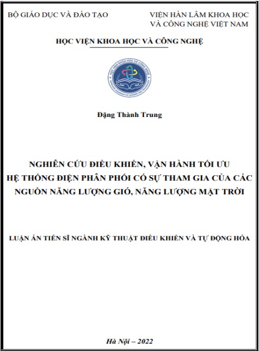 Luận án Nghiên cứu điều khiển, vận hành tối ưu hệ thống điện phân phối có sự tham gia của các nguồn năng lượng gió, năng lượng mặt trời
