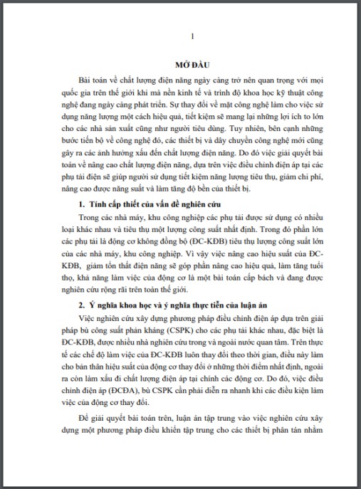 Luận án Nghiên cứu giải pháp bù phân tán điều khiển tập trung nâng cao chất lượng điện áp trong nhà máy công nghiệp sử dụng nhiều động cơ không đồng bộ