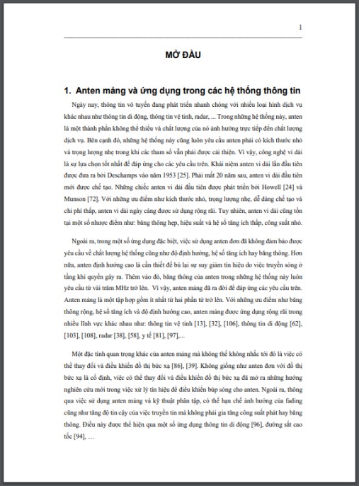 Luận án Nghiên cứu giải pháp cải thiện một số tham số của anten mảng trong hệ thống thông tin vô tuyến