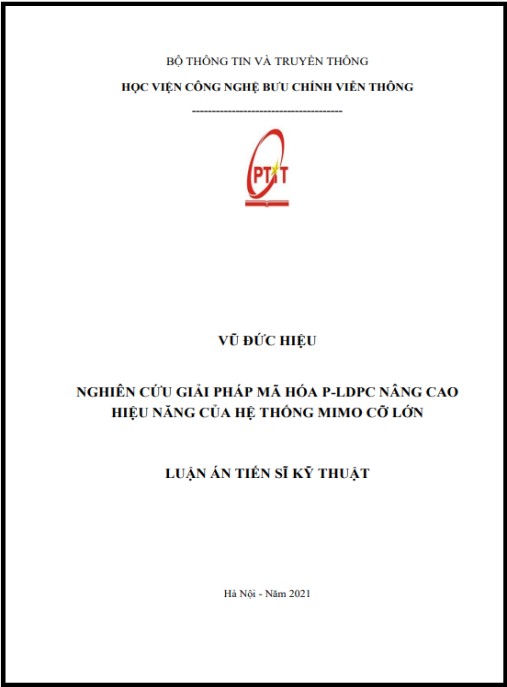 Luận án Nghiên cứu giải pháp mã hóa P-LDPC nâng cao hiệu năng của hệ thống MIMO cỡ lớn.