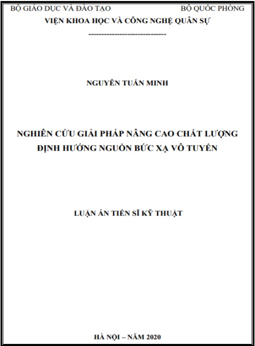 Luận án Nghiên cứu giải pháp nâng cao chất lượng định hướng nguồn bức xạ vô tuyến