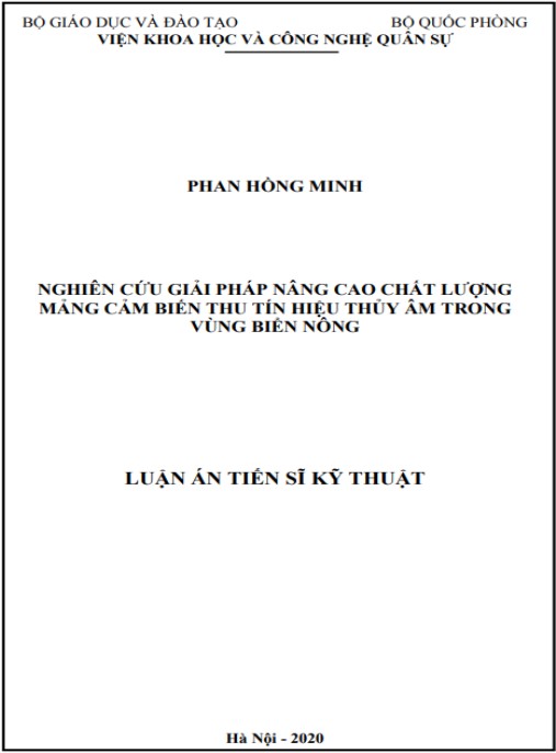 Luận án Nghiên cứu giải pháp nâng cao chất lượng mảng cảm biến thu tín hiệu thủy âm trong vùng biển nông