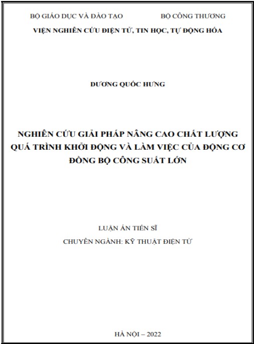 Luận án Nghiên cứu giải pháp nâng cao chất lượng quá trình khởi động và làm việc của động cơ đồng bộ công suất lớn