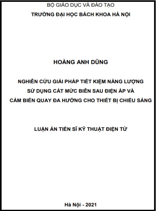 Luận án Nghiên cứu giải pháp tiết kiệm năng lượng sử dụng cắt mức biên sau điện áp và cảm biến quay đa hướng cho thiết bị chiếu sáng