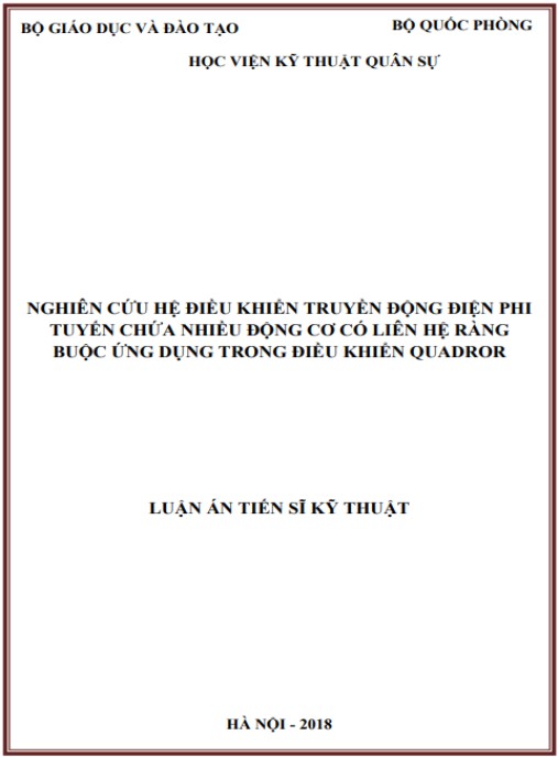 Luận án Nghiên cứu hệ điều khiển truyền động điện phi tuyến chứa nhiều động cơ có liên hệ ràng buộc ứng dụng trong điều khiển quadrotor