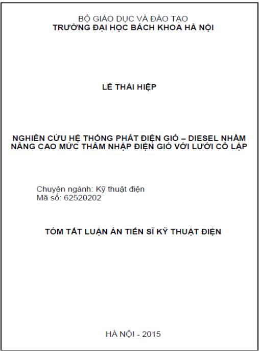 Luận án Nghiên cứu hệ thống phát điện gió – diesel nhằm nâng cao mức thâm nhập điện gió với lưới cô lập