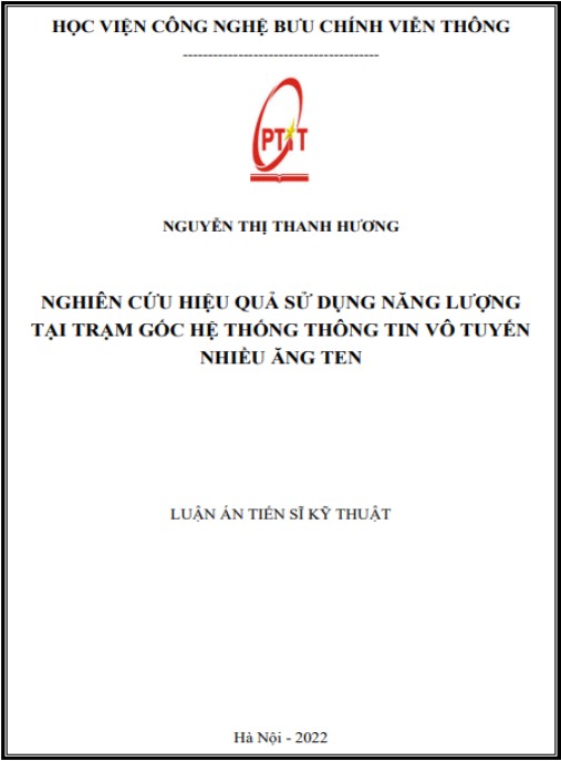Luận án Nghiên cứu hiệu quả sử dụng năng lượng tại trạm gốc hệ thống thông tin vô tuyến nhiều ăng ten
