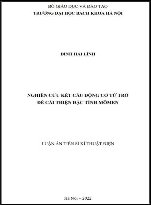 Luận án Nghiên cứu kết cấu động cơ từ trở để cải thiện đặc tính mô men