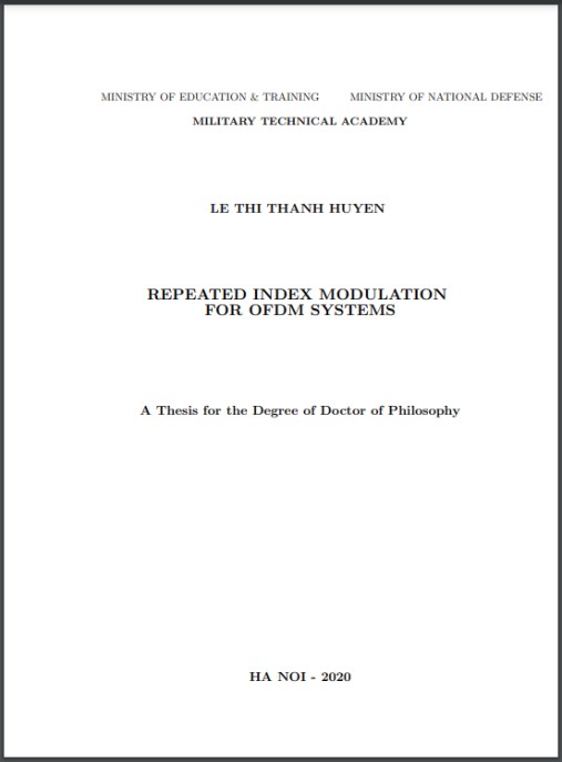 Luận án Nghiên cứu kỹ thuật điều chế chỉ số lặp lại cho các hệ thống OFDM