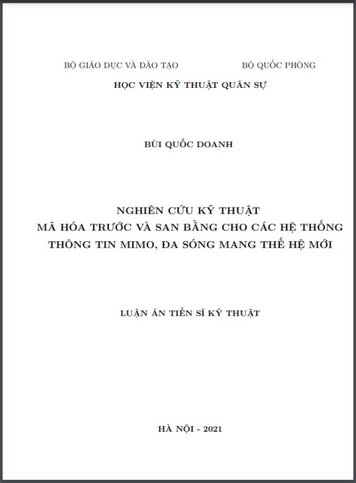 Luận án Nghiên cứu kỹ thuật mã hóa trước và san bằng cho các hệ thống thông tin mimo, đa sóng mang thế hệ mới