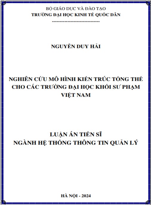 Luận án Nghiên cứu mô hình kiến trúc tổng thể cho các trường đại học khối Sư phạm Việt Nam
