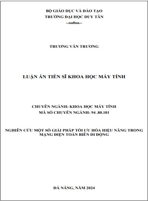 Luận án Nghiên cứu một số giải pháp tối ưu hóa hiệu năng trong mạng điện toán biên di động