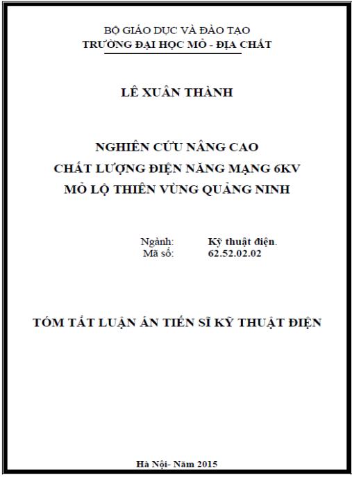 Luận án Nghiên cứu nâng cao chất lượng điện năng mạng 6kV mỏ lộ thiên vùng Quảng Ninh.
